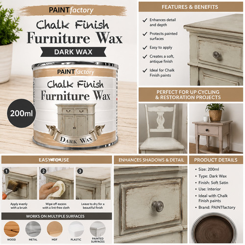 Furniture dark wax 200ml chalk - furniture,